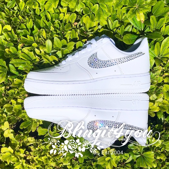 Nike Shoes - Bling 2 swooshes Swarovski crystal Nike AF1 shoes